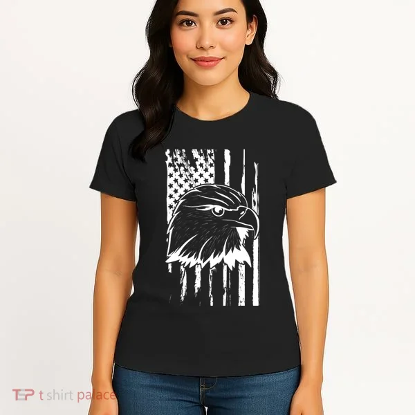 Patriotic Eagle Head American Flag Black Women's T-Shirt