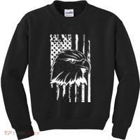 Patriotic Eagle Head American Flag Black Kids Sweatshirt thumb 0