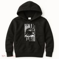 Patriotic Eagle Head American Flag Black Kids Hoodie thumb 0
