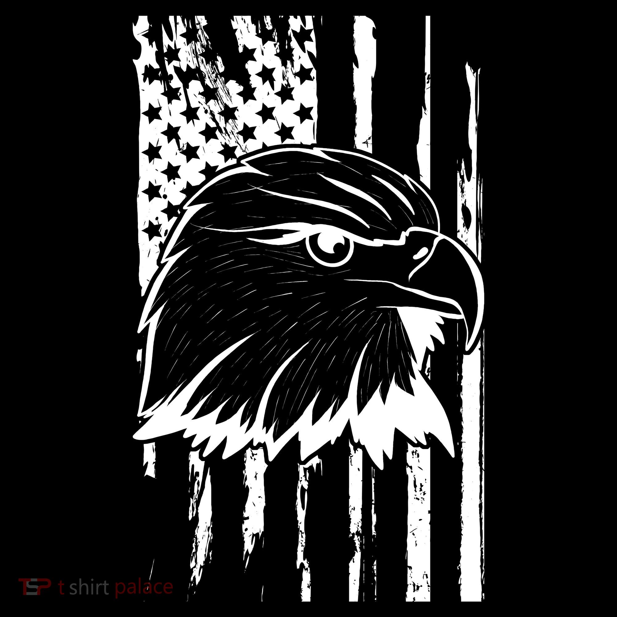 Patriotic Eagle Head American Flag Black Kids Hoodie