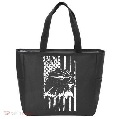 Patriotic Eagle Head American Flag Black Bag