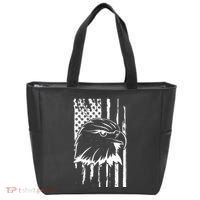 Patriotic Eagle Head American Flag Black Tote Bag thumb 0