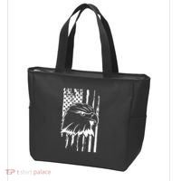 Patriotic Eagle Head American Flag Black Tote Bag thumb 3