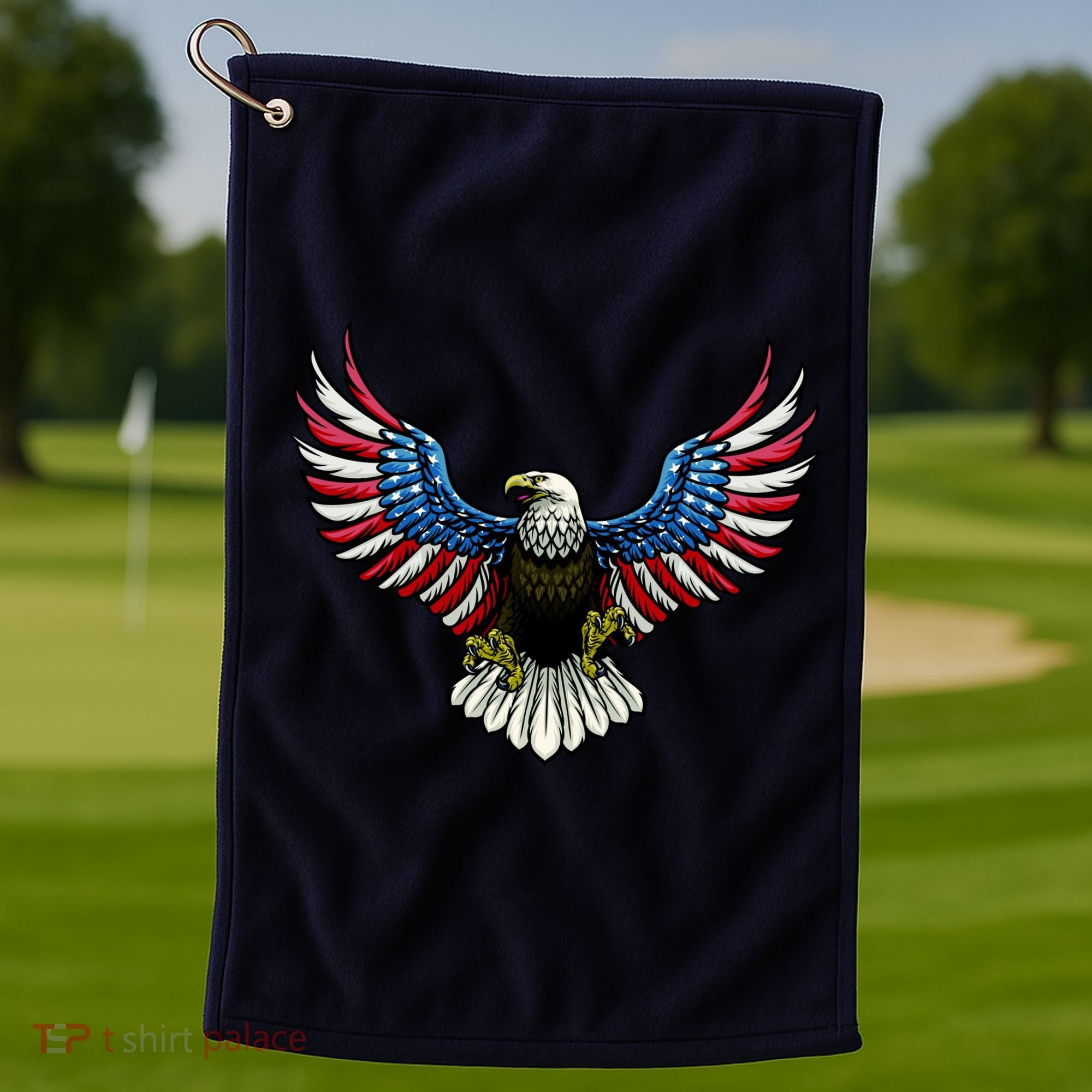 Patriotic Eagle Illustration Golf Towel