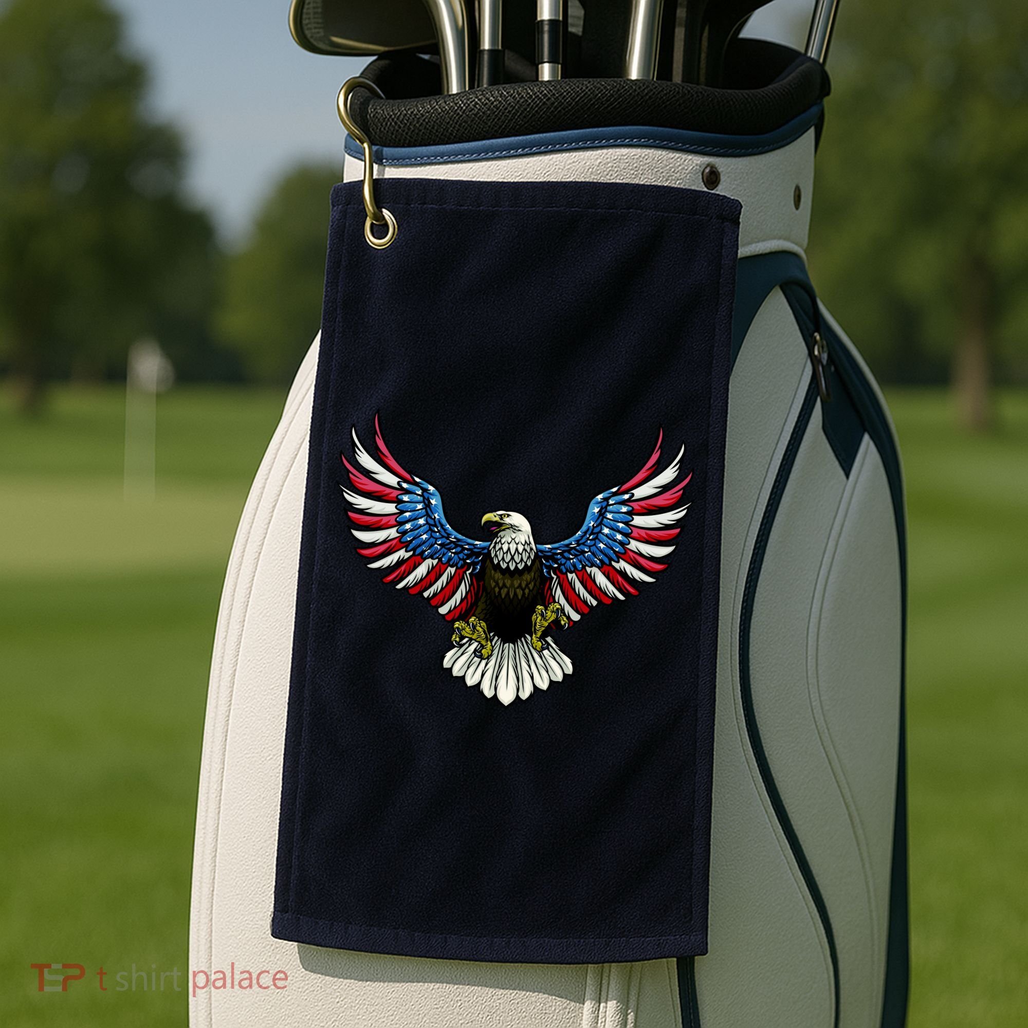 Patriotic Eagle Illustration Golf Towel