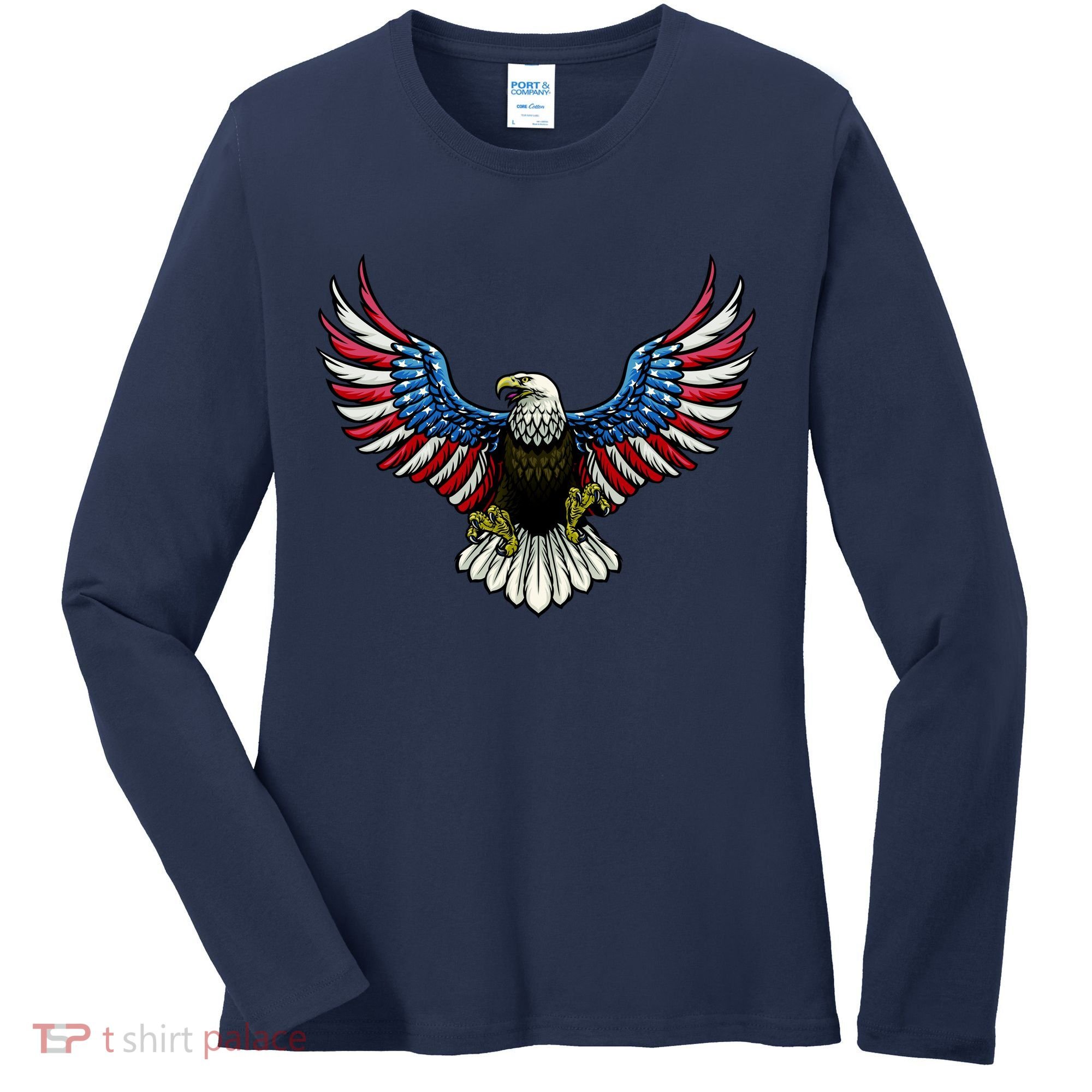 Patriotic Eagle Illustration Women's Long Sleeve Shirt