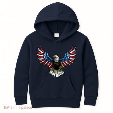 Patriotic Eagle Illustration Kids Hoodie
