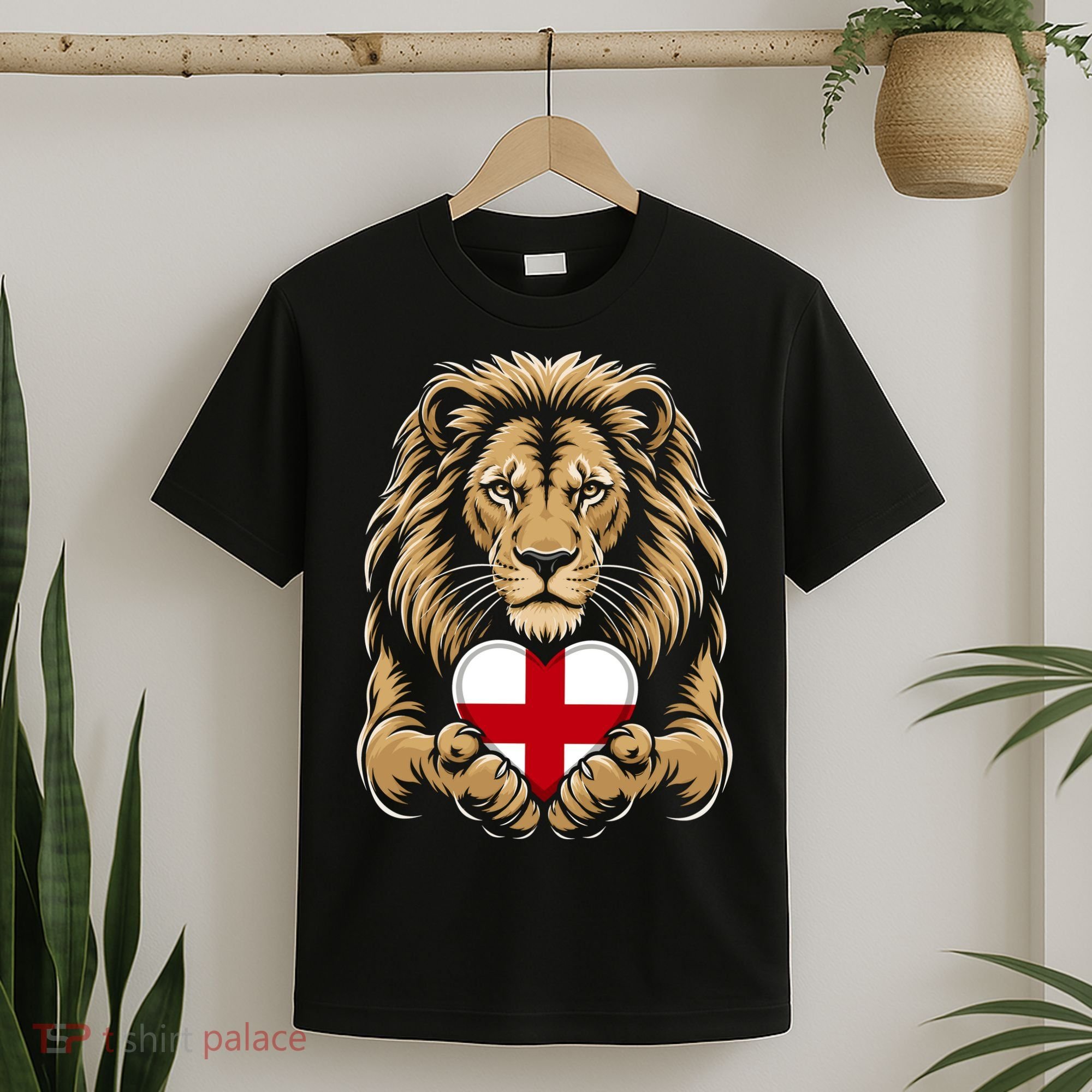 Proud England Lion Engaging Heart English Flag Emblem Gift T-Shirt