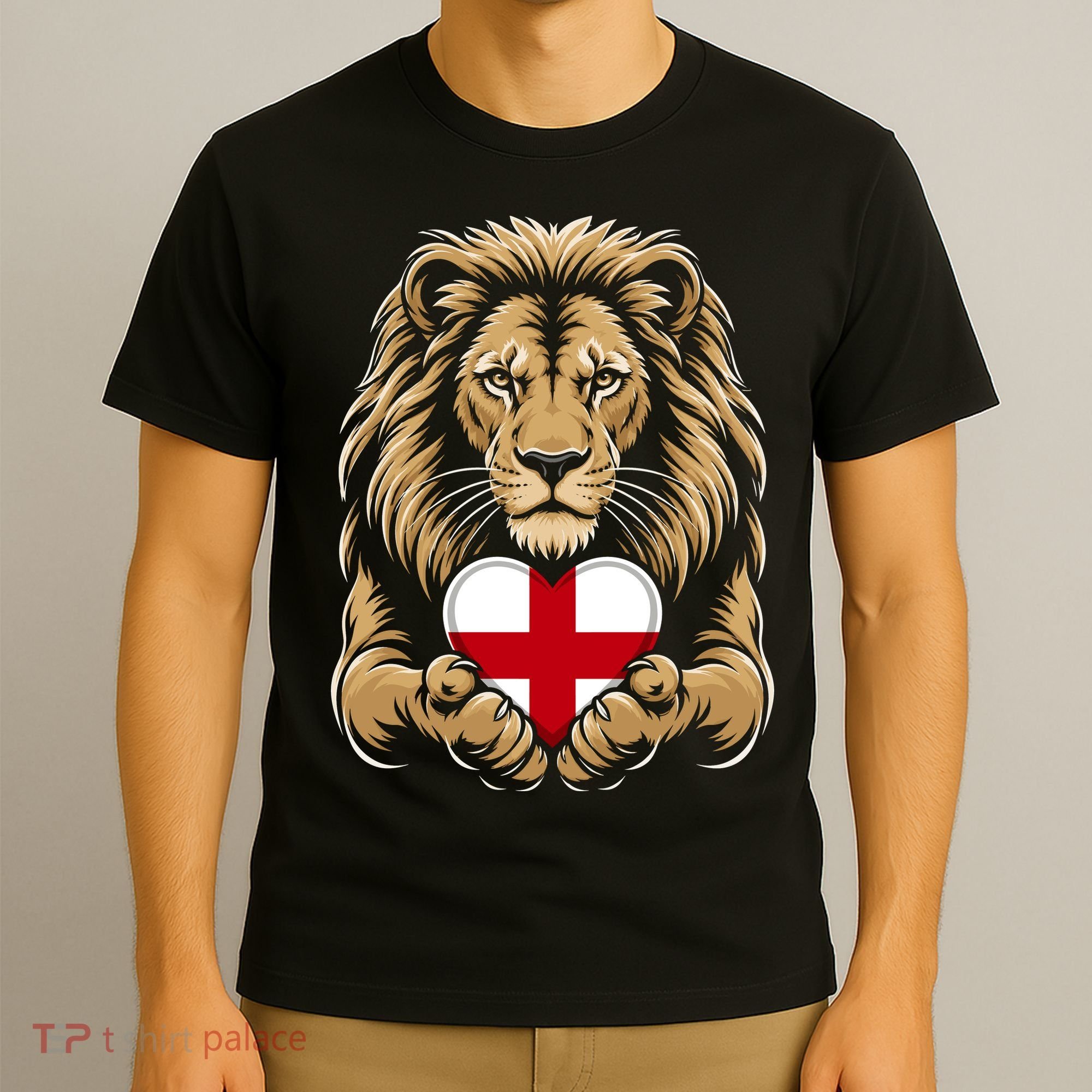 Proud England Lion Engaging Heart English Flag Emblem Gift T-Shirt
