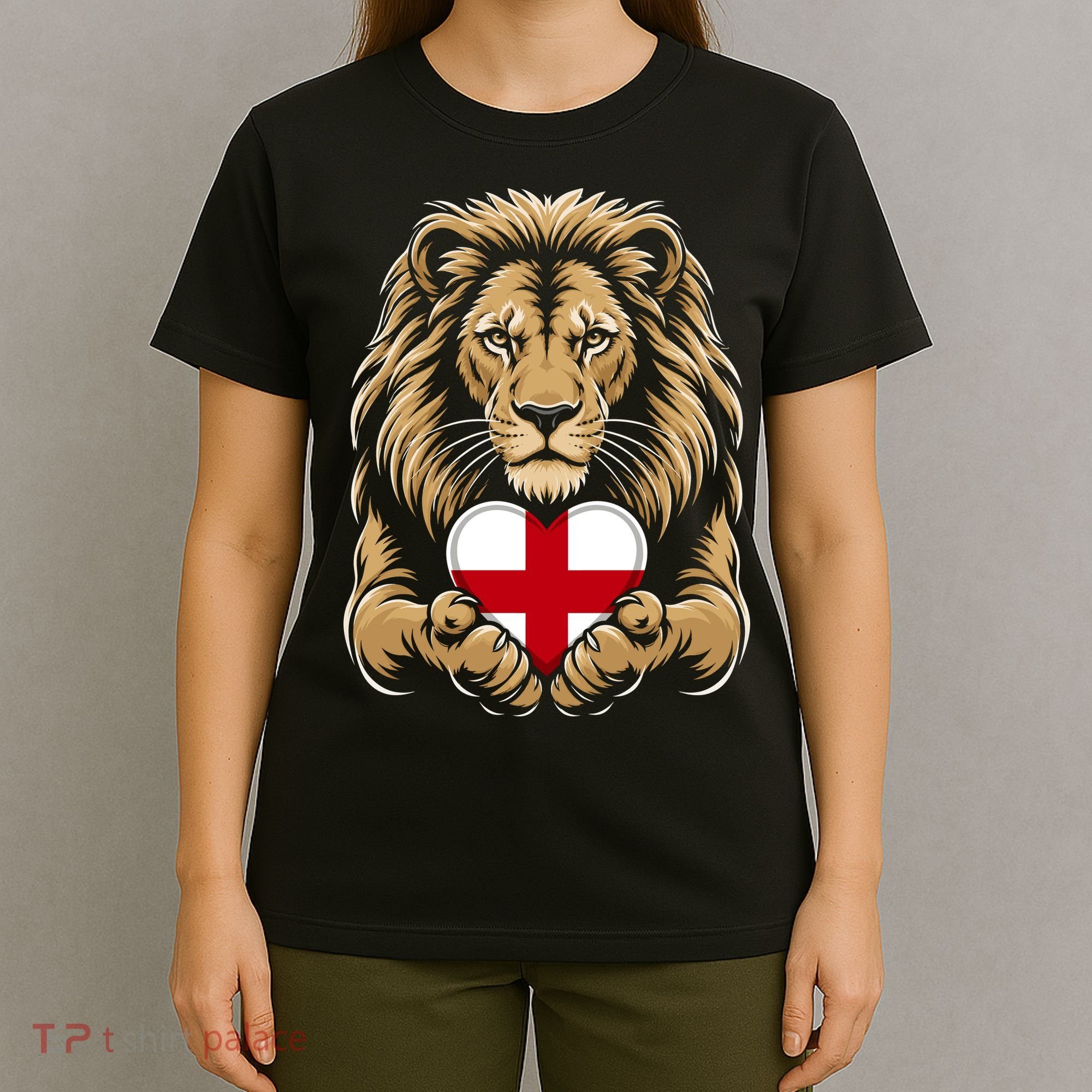 Proud England Lion Engaging Heart English Flag Emblem Gift T-Shirt