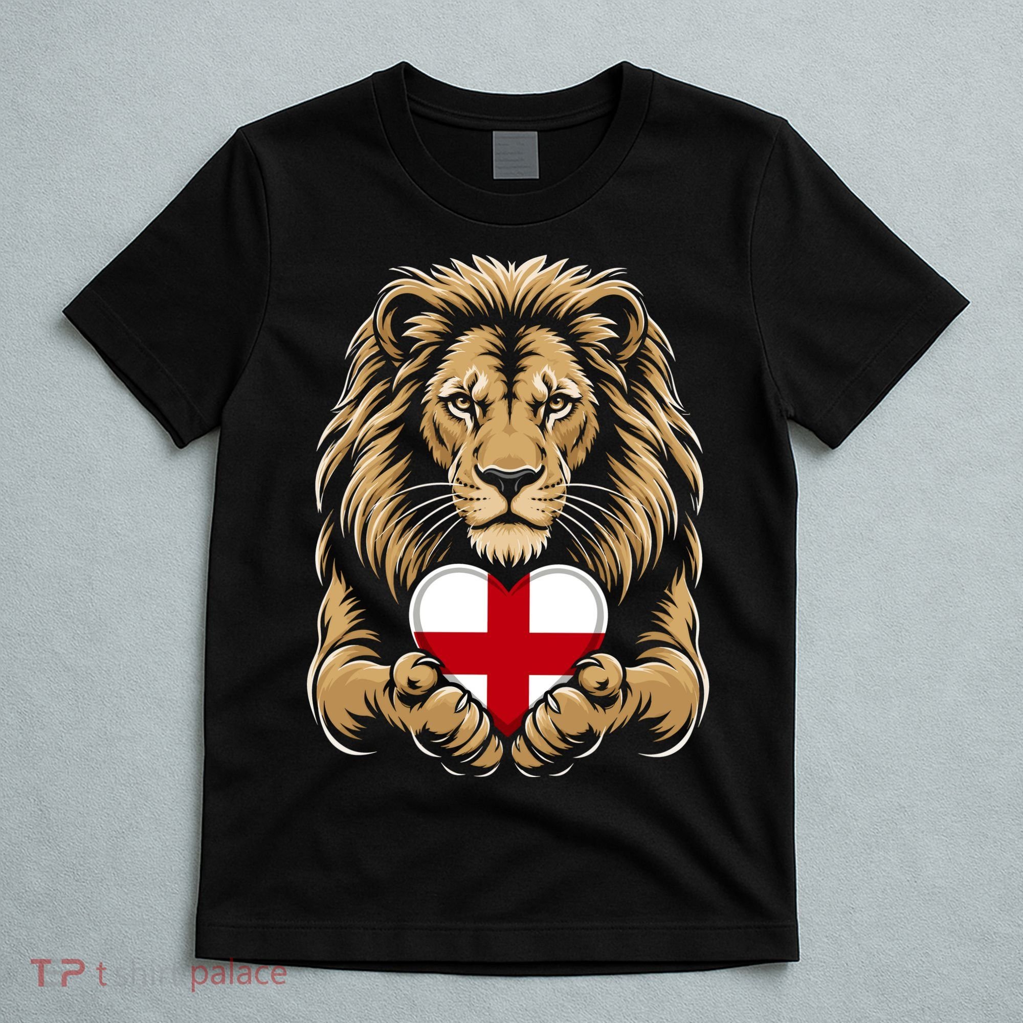 Proud England Lion Engaging Heart English Flag Emblem Gift T-Shirt