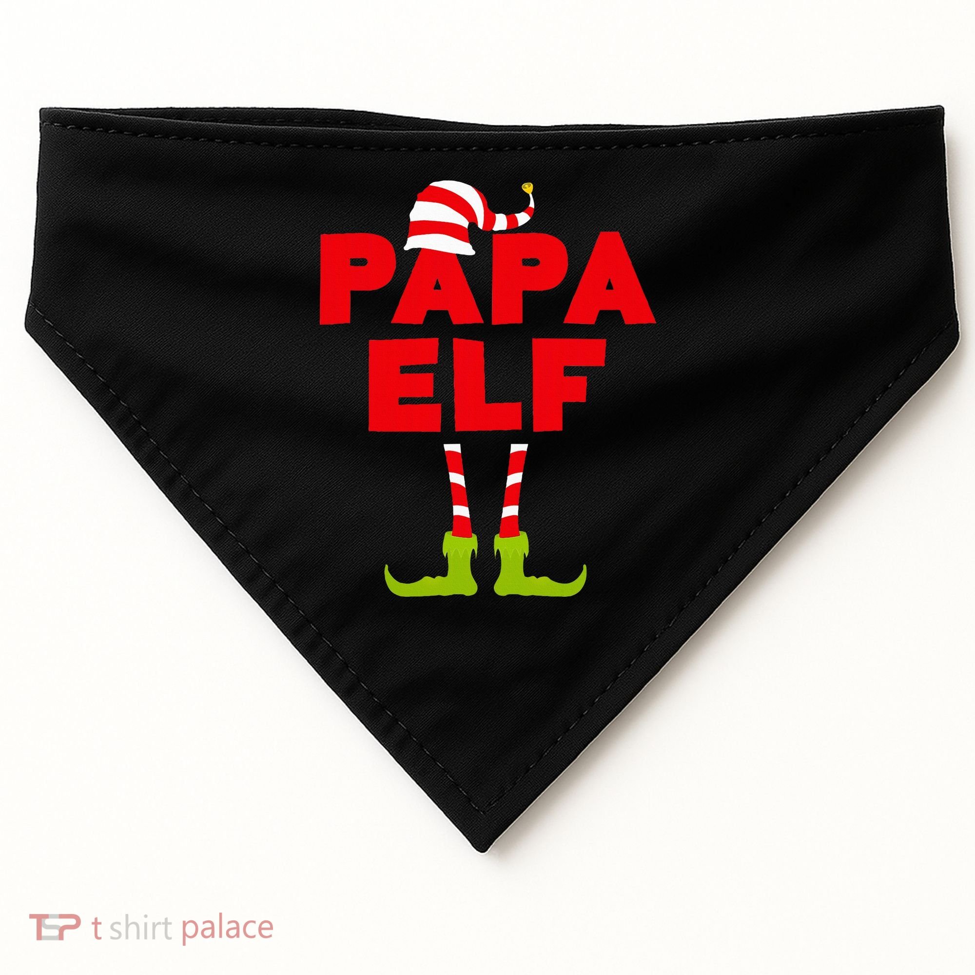 Papa Elf Matching Elf Papa Christmas USA-Made Doggie Bandana