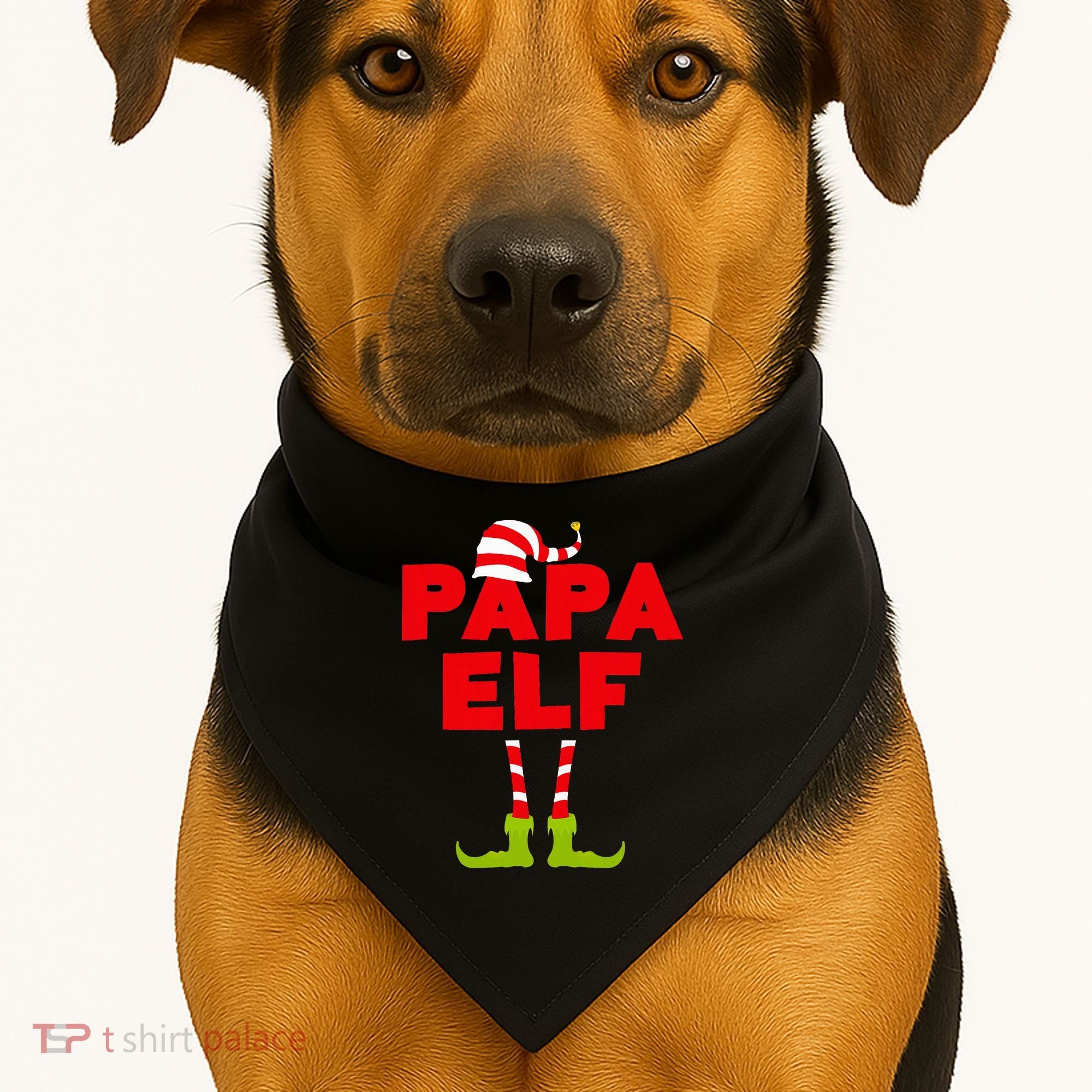 Papa Elf Matching Elf Papa Christmas USA-Made Doggie Bandana