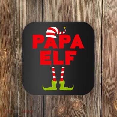 Papa Elf Matching Elf Papa Christmas Coaster