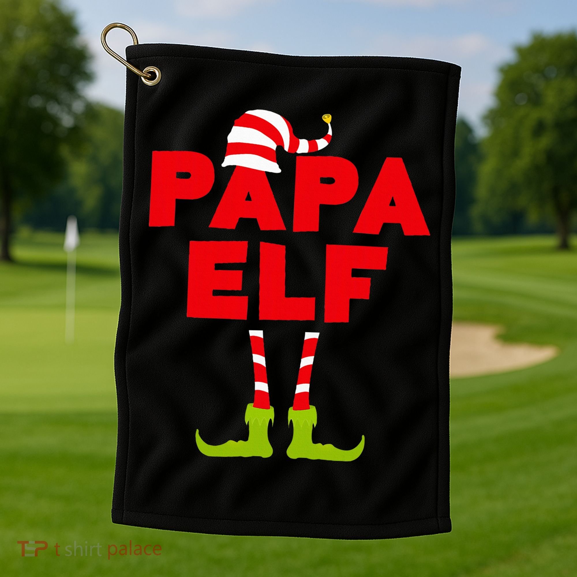 Papa Elf Matching Elf Papa Christmas Golf Towel