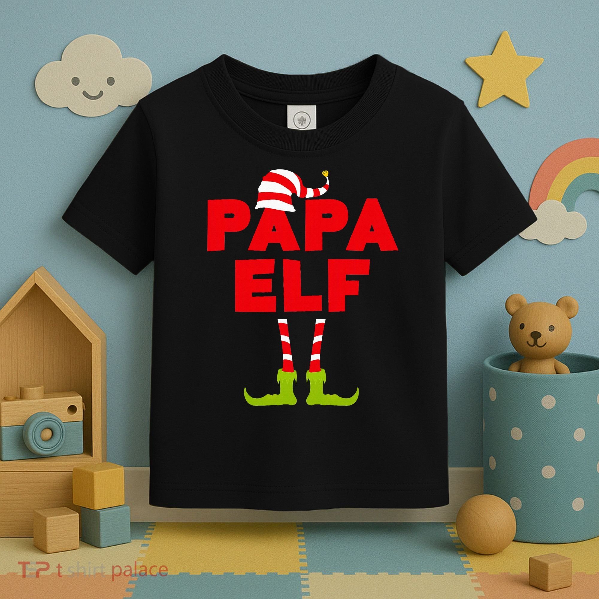 Papa Elf Matching Elf Papa Christmas Toddler T-Shirt