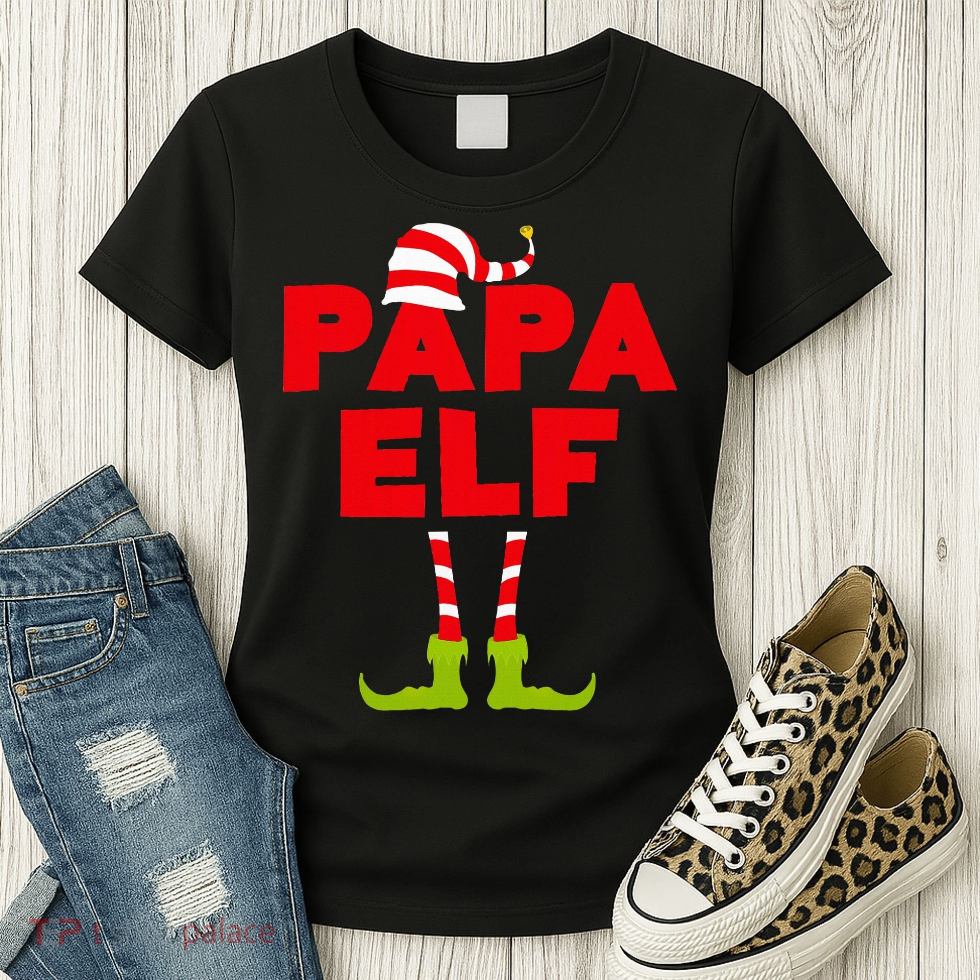 Papa Elf Matching Elf Papa Christmas Women's T-Shirt