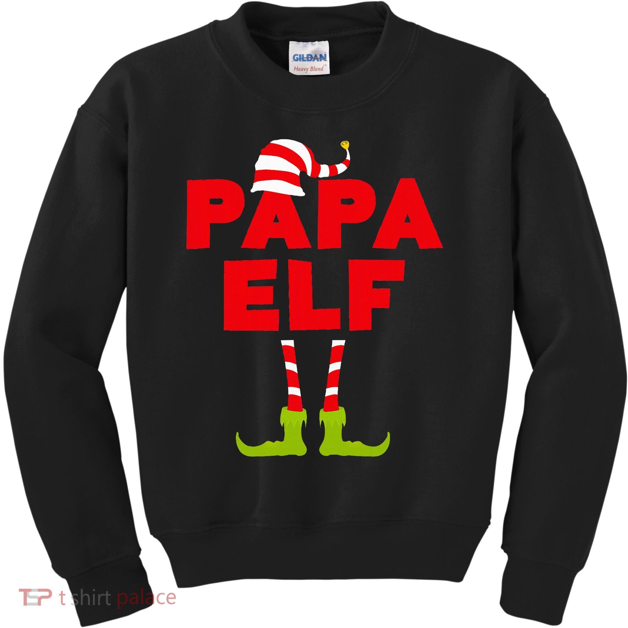 Papa Elf Matching Elf Papa Christmas Kids Sweatshirt