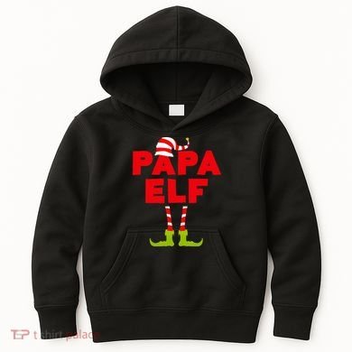 Papa Elf Matching Elf Papa Christmas Kids Hoodie