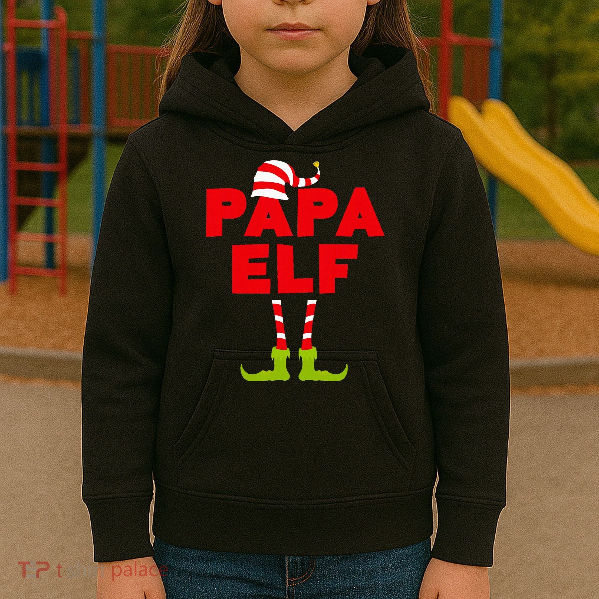 Papa Elf Matching Elf Papa Christmas Kids Hoodie