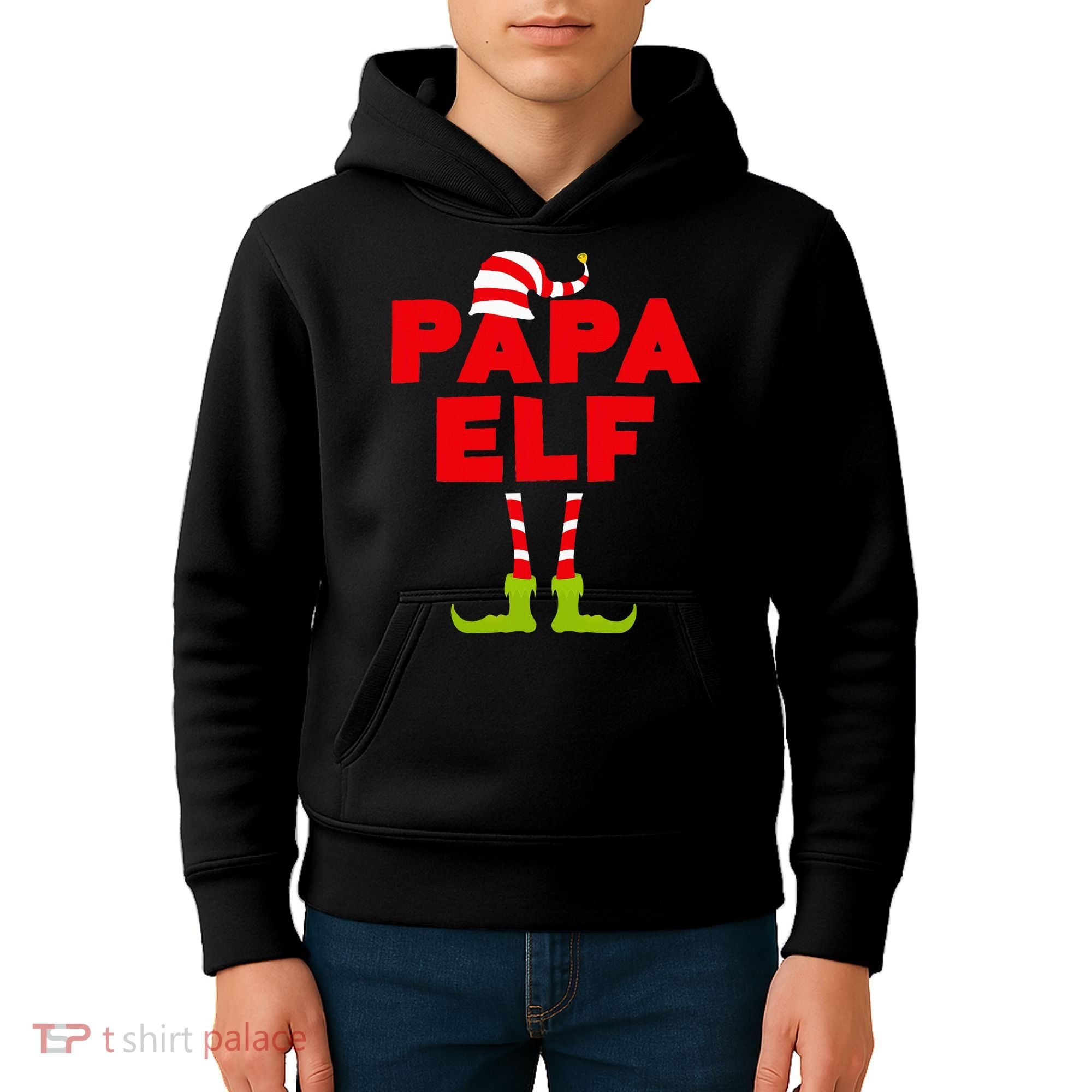 Papa Elf Matching Elf Papa Christmas Kids Hoodie