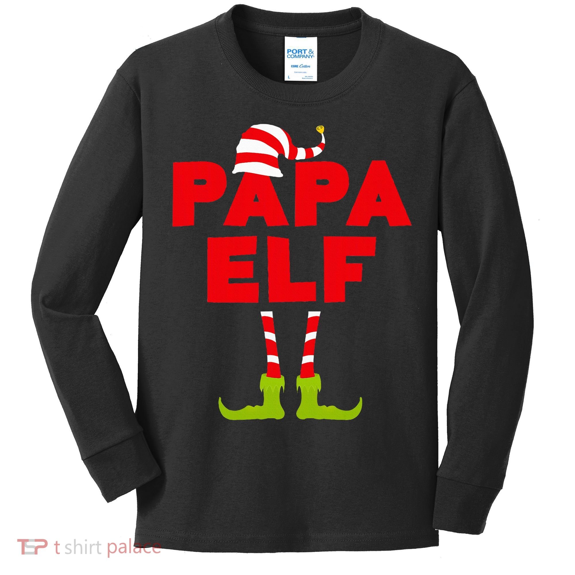 Papa Elf Matching Elf Papa Christmas Kids Long Sleeve Shirt