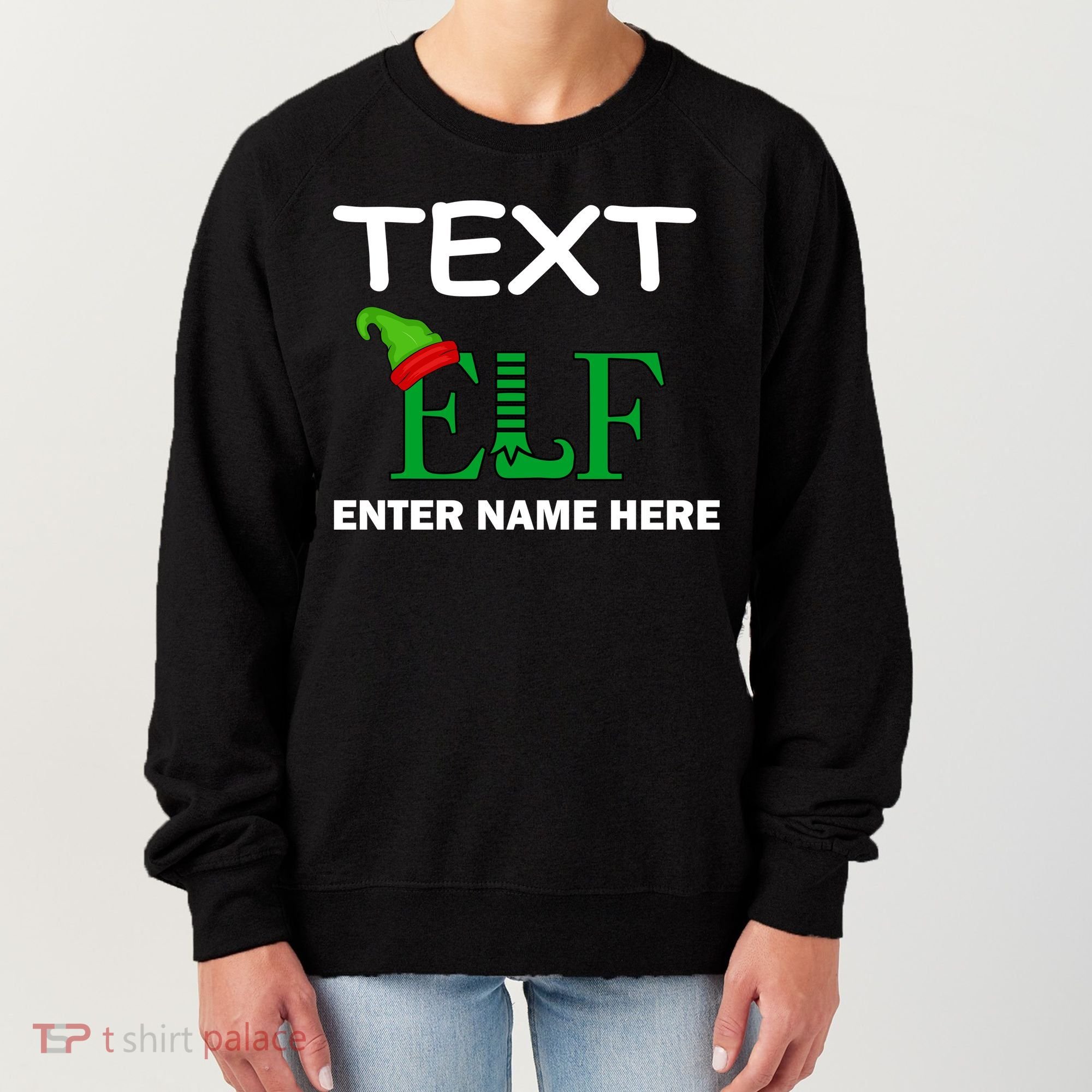 Personalize Elf Name Custom Family Matching Christmas Women's Sweatshirt