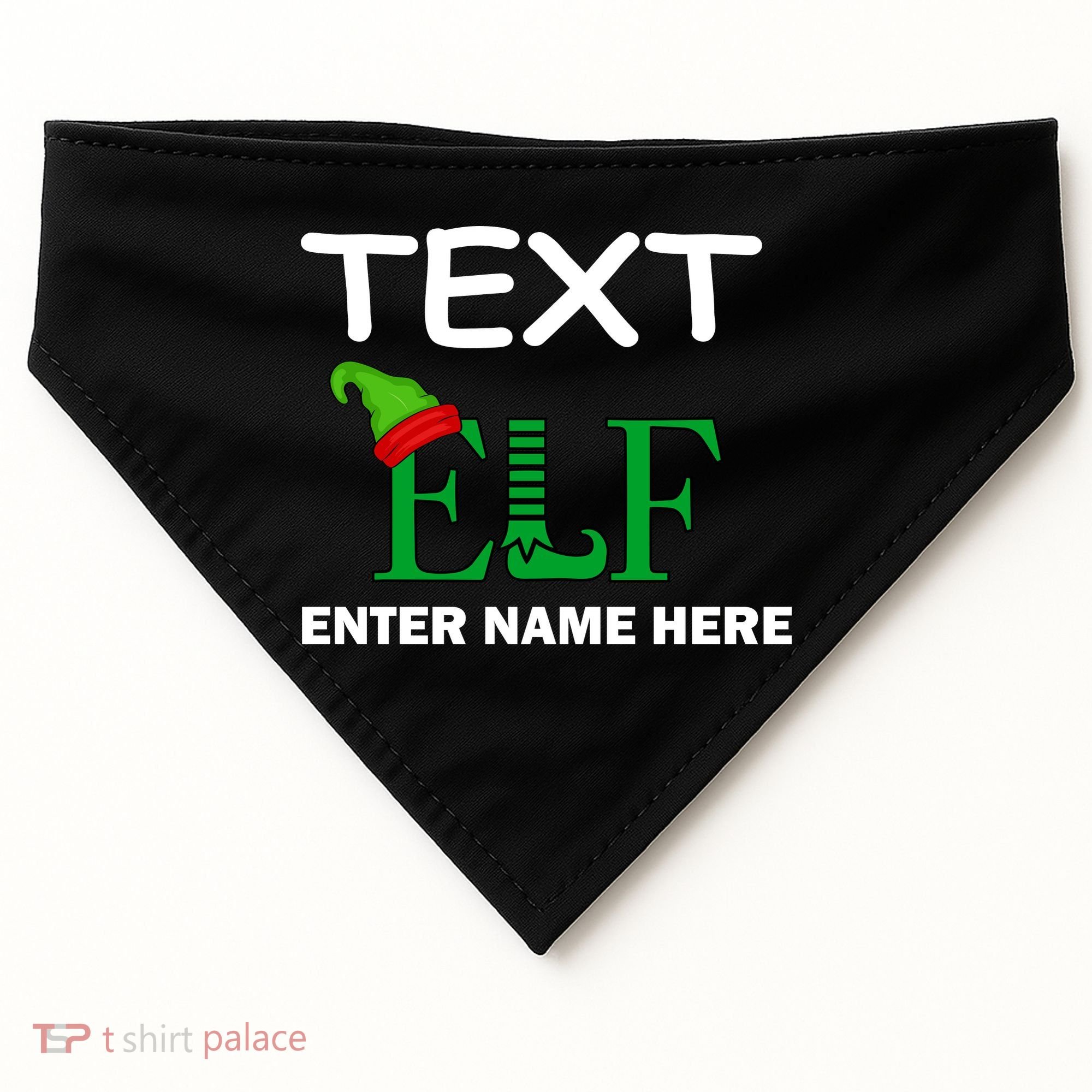 Personalize Elf Name Custom Family Matching Christmas USA-Made Doggie Bandana