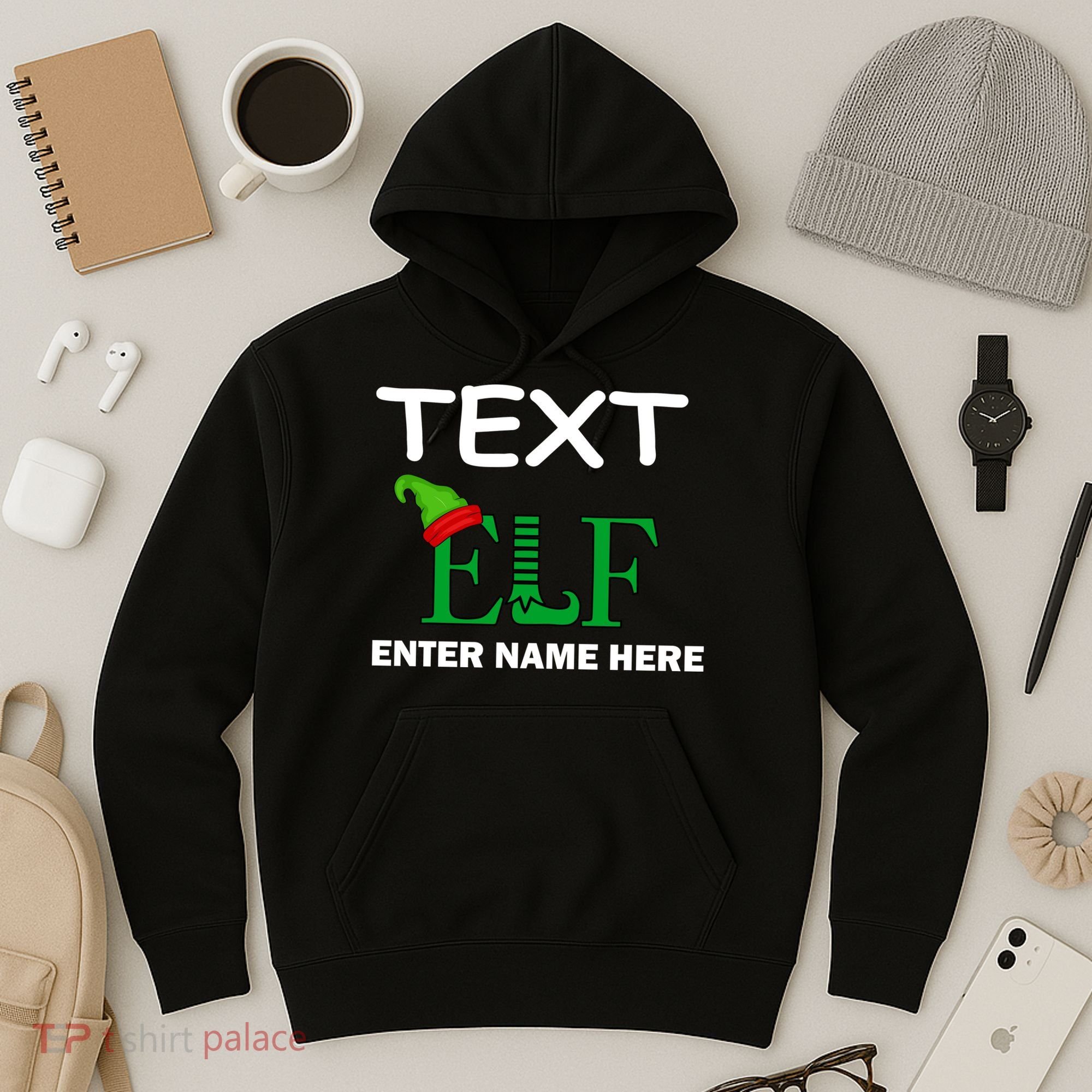 Personalize Elf Name Custom Family Matching Christmas Hoodie