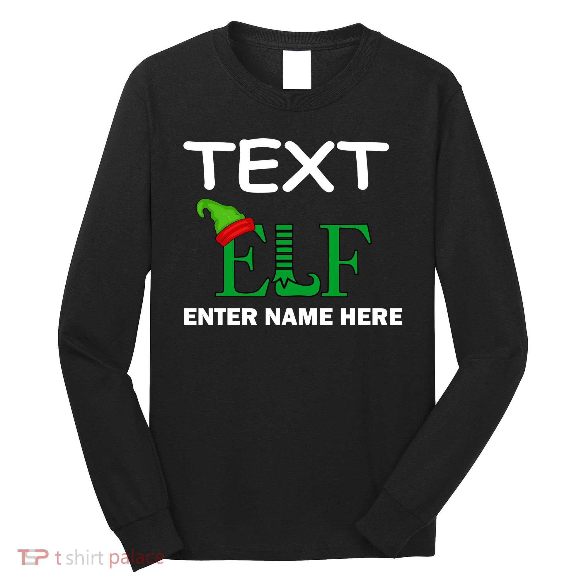 Personalize Elf Name Custom Family Matching Christmas Long Sleeve Shirt