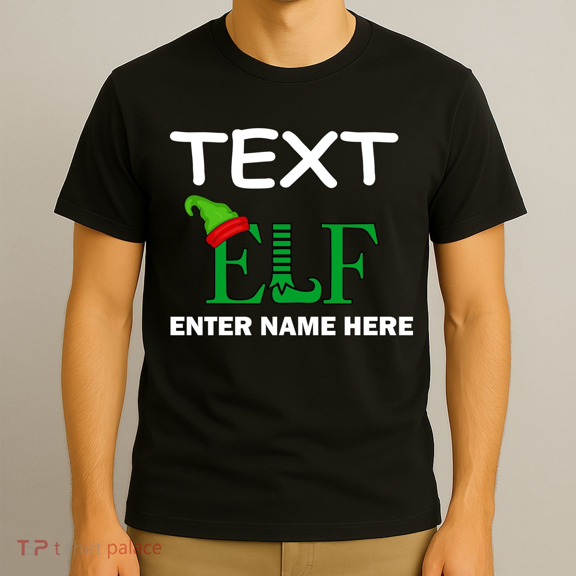 Personalize Elf Name Custom Family Matching Christmas T-Shirt