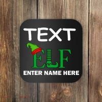 Personalize Elf Name Custom Family Matching Christmas Coaster thumb 0