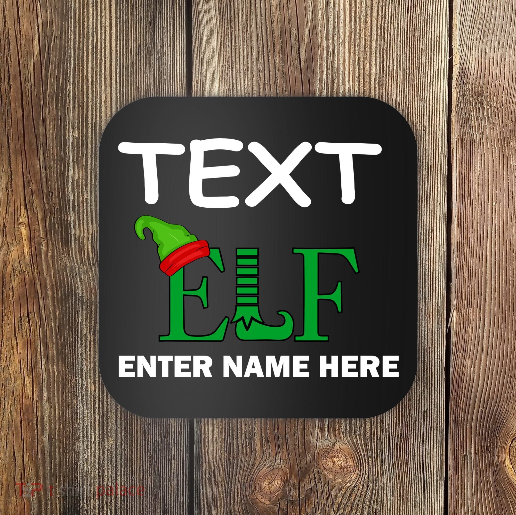 Personalize Elf Name Custom Family Matching Christmas Coaster