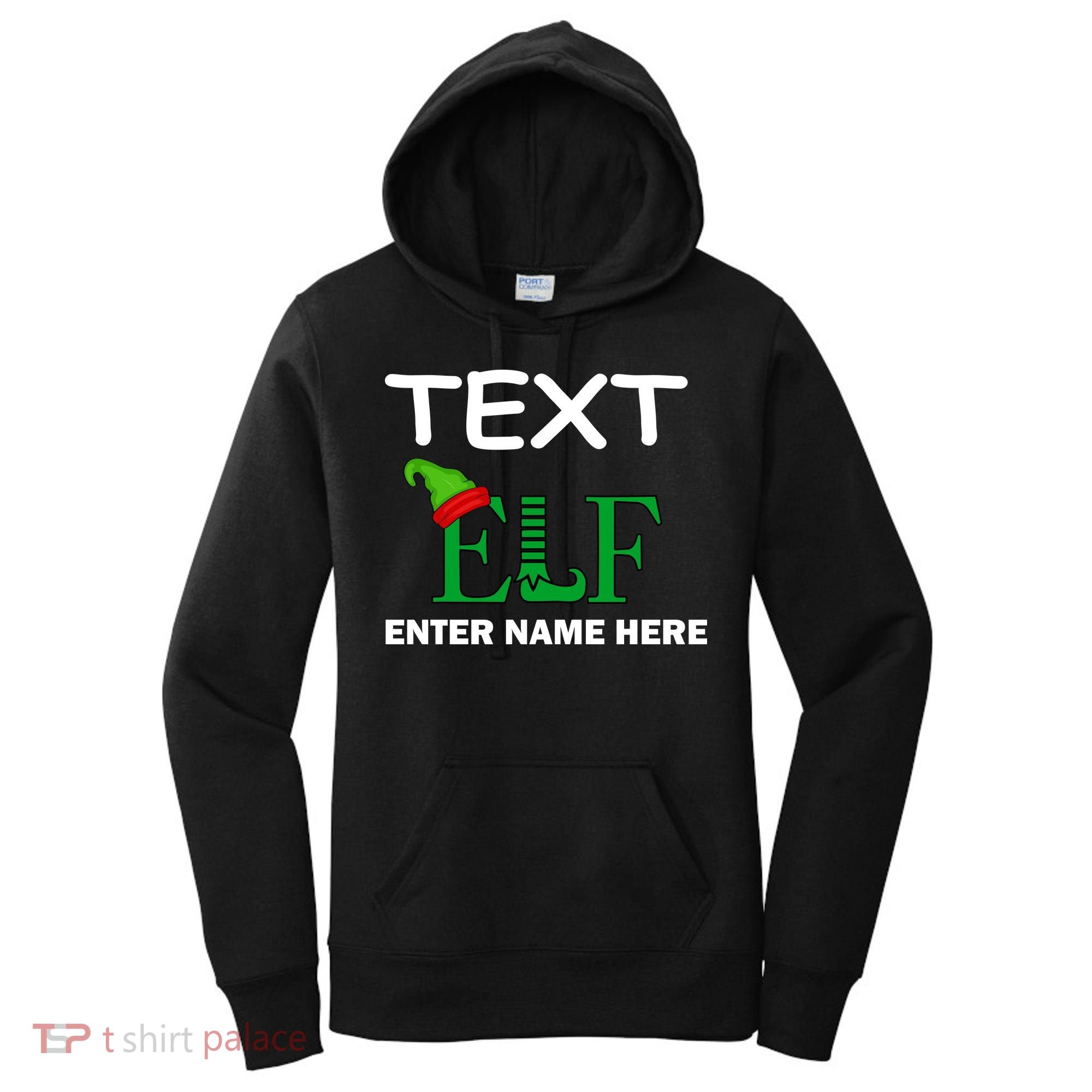 Personalize Elf Name Custom Family Matching Christmas Women's Hoodie