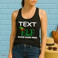 Personalize Elf Name Custom Family Matching Christmas Women's Tank Top thumb 2
