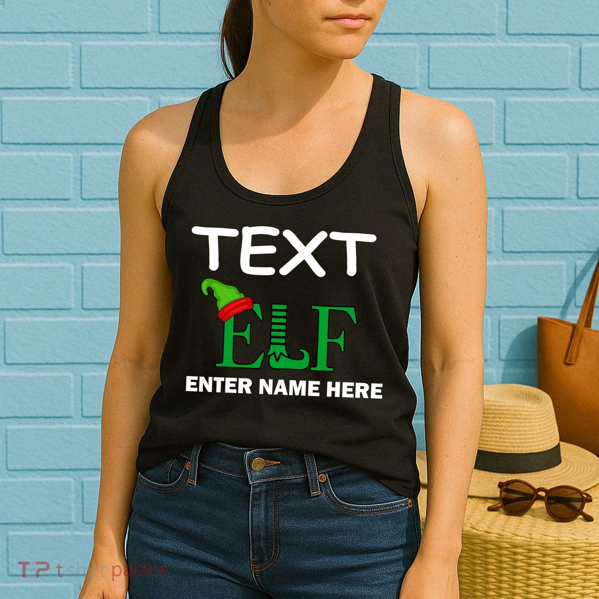 Personalize Elf Name Custom Family Matching Christmas Women's Tank Top