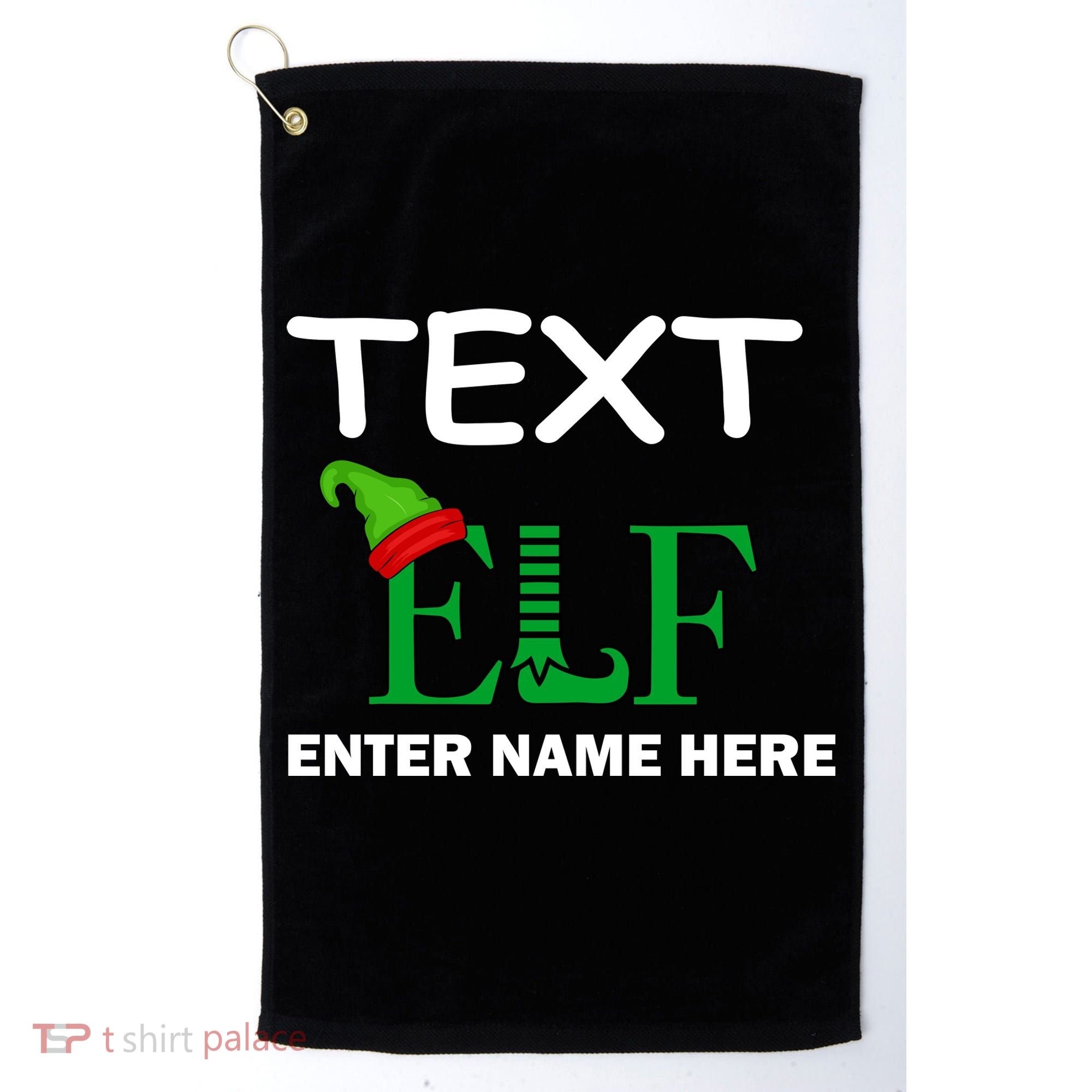 Personalize Elf Name Custom Family Matching Christmas Golf Towel