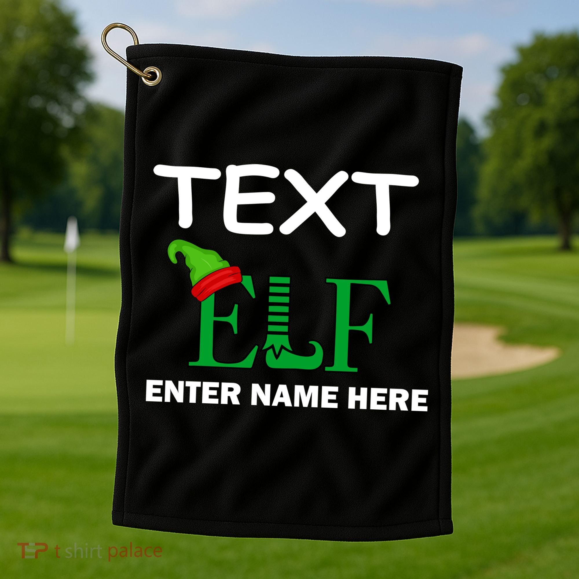 Personalize Elf Name Custom Family Matching Christmas Golf Towel