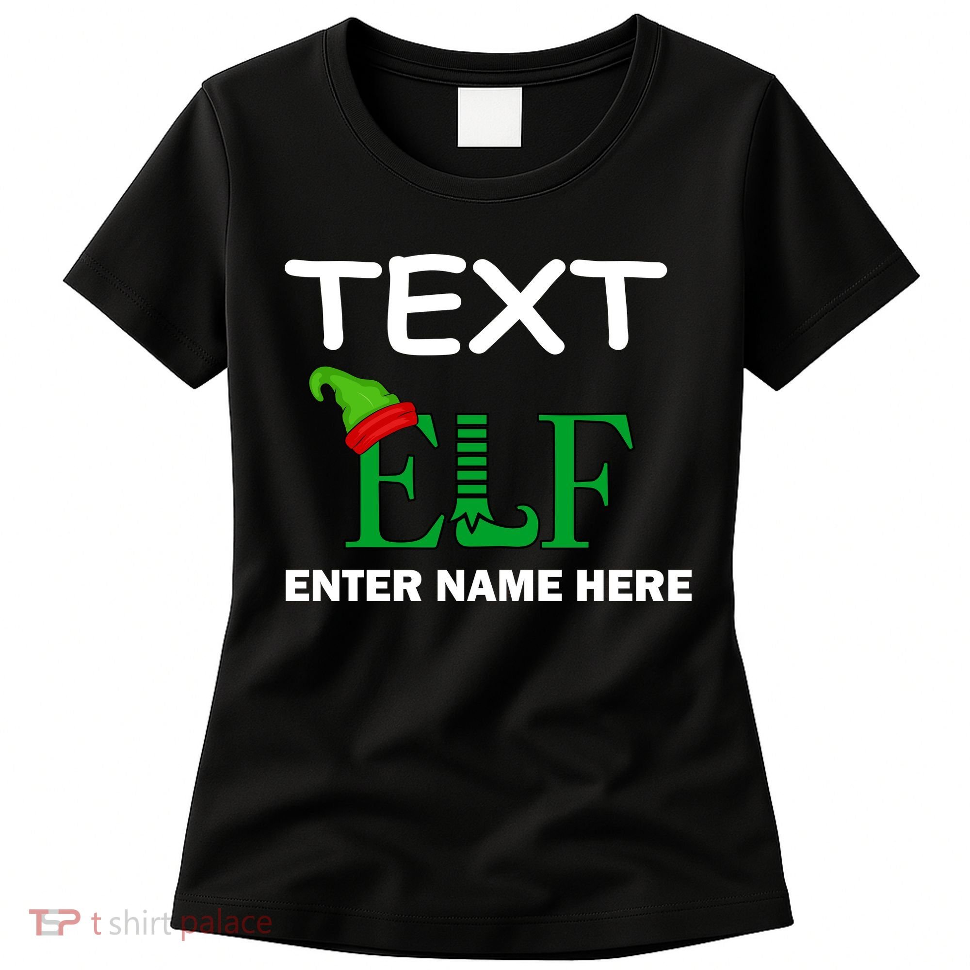 Personalize Elf Name Custom Family Matching Christmas Women's T-Shirt