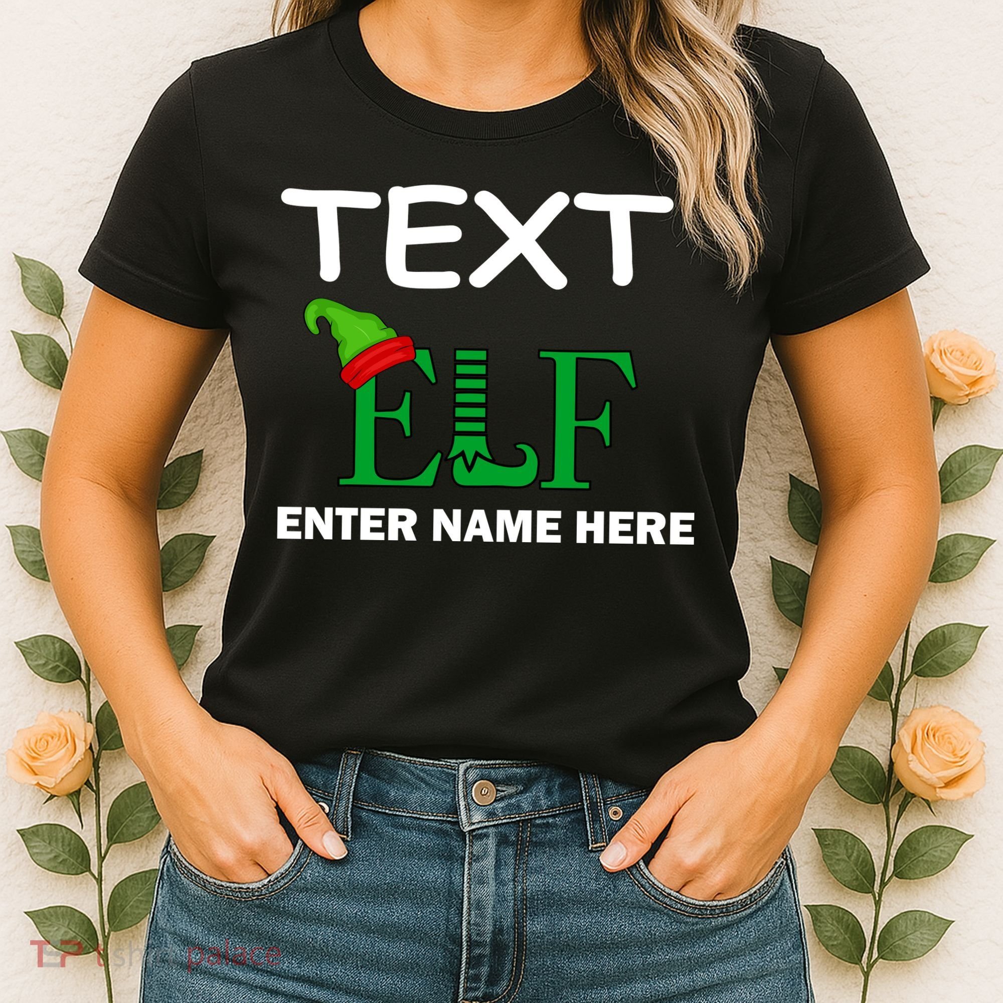 Personalize Elf Name Custom Family Matching Christmas Women's T-Shirt