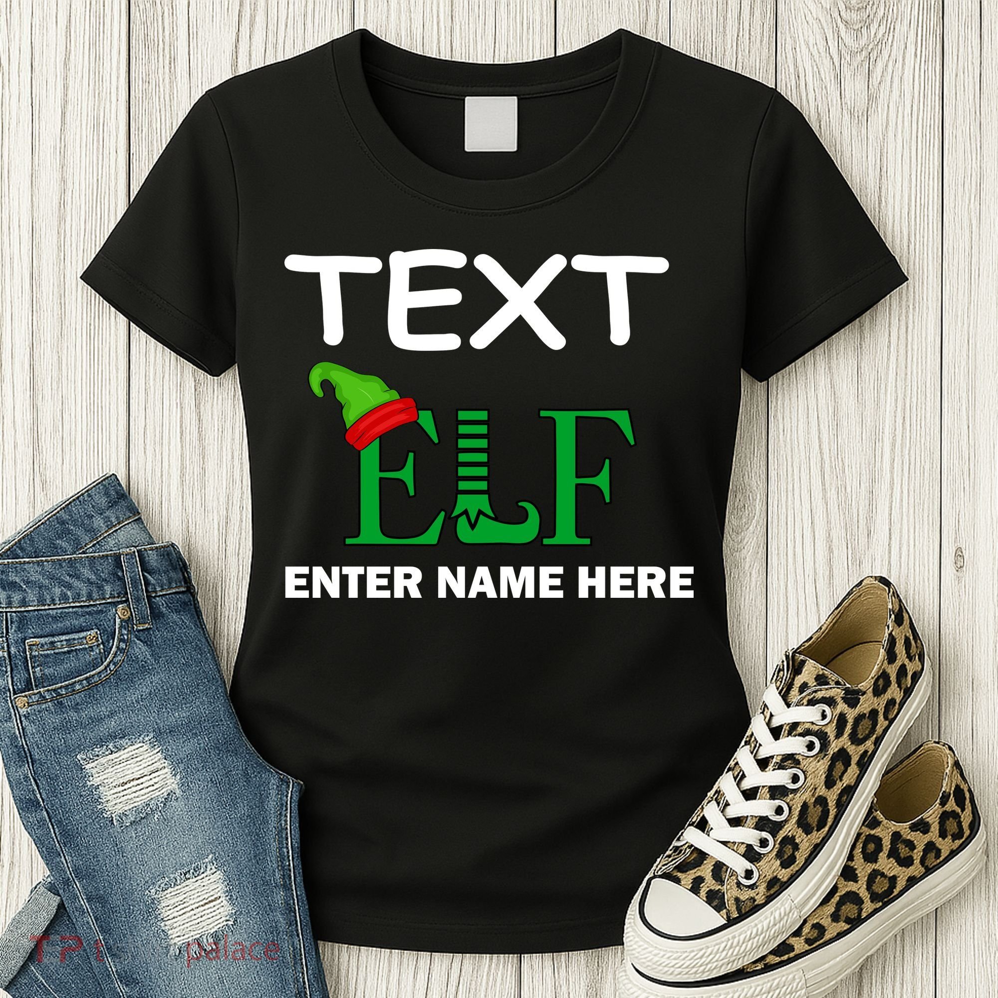 Personalize Elf Name Custom Family Matching Christmas Women's T-Shirt