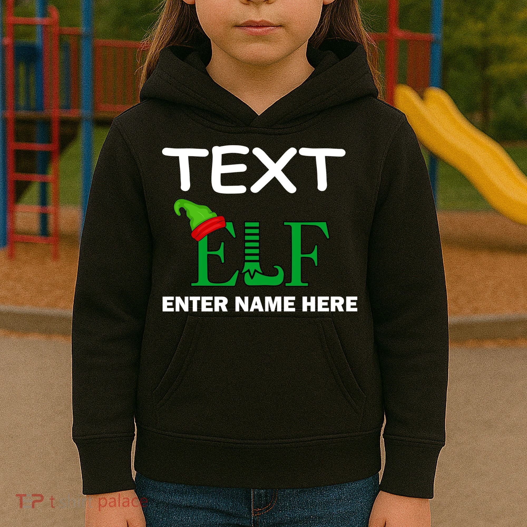 Personalize Elf Name Custom Family Matching Christmas Kids Hoodie