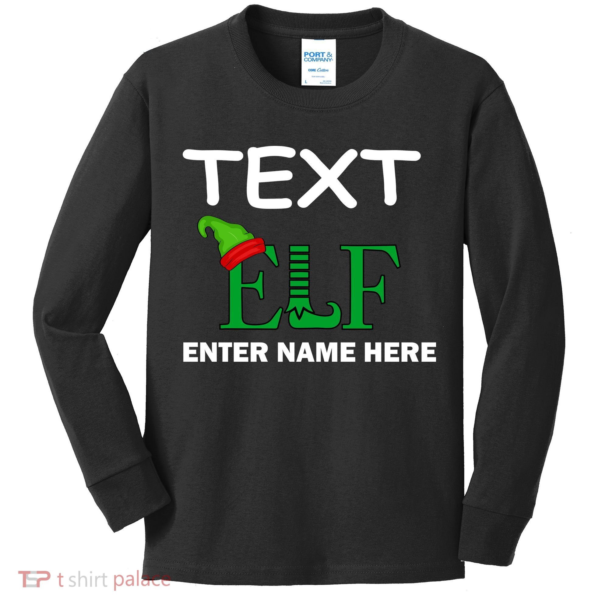 Personalize Elf Name Custom Family Matching Christmas Kids Long Sleeve Shirt