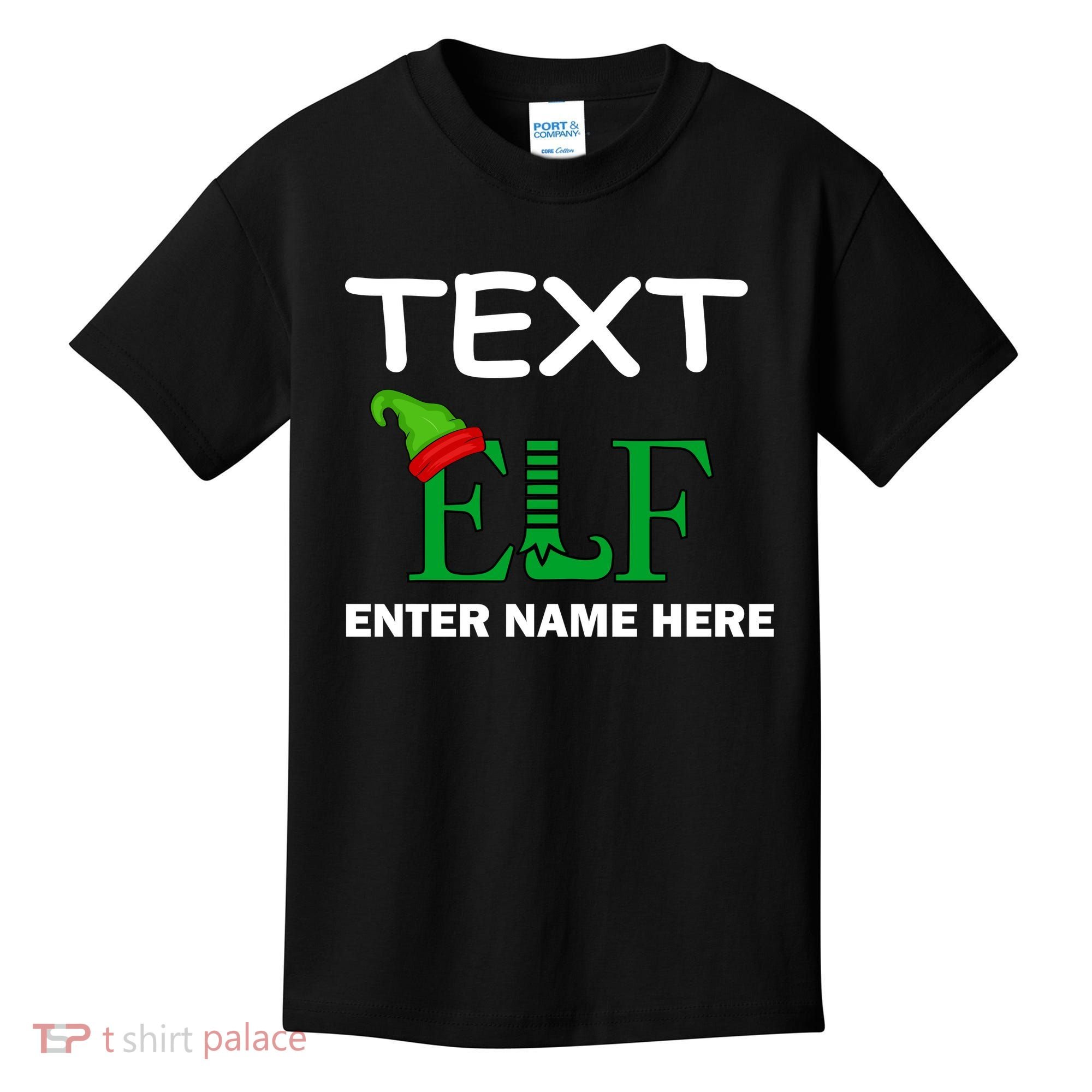 Personalize Elf Name Custom Family Matching Christmas Kids T-Shirt