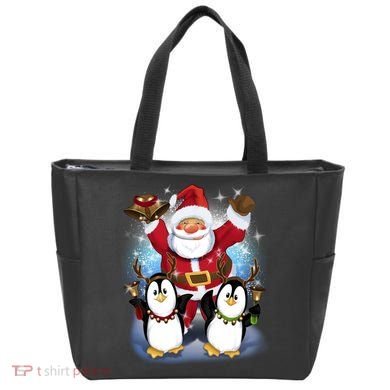 Penguin Dance With Santa Tote Bag