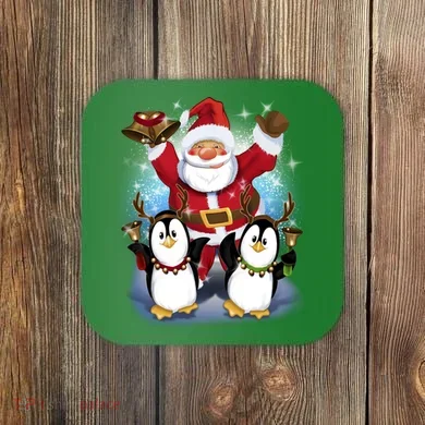 Penguin Dance With Santa Coaster