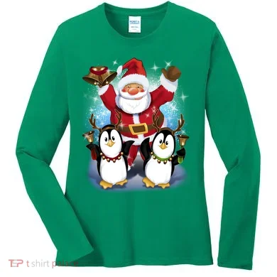 Penguin Dance With Santa Women's Long Sleeve Shirt