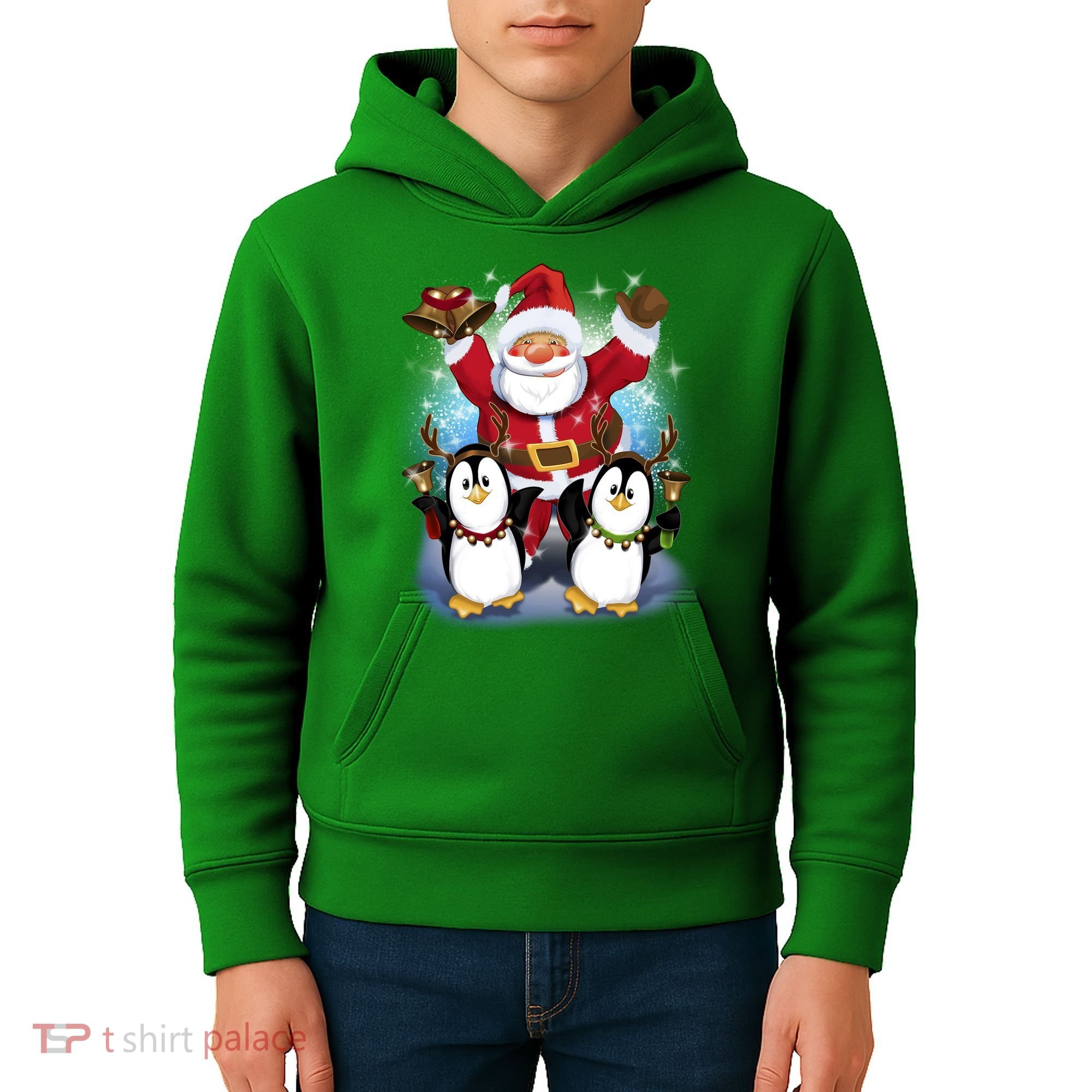Penguin Dance With Santa Kids Hoodie