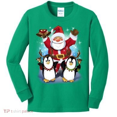 Penguin Dance With Santa Kids Long Sleeve Shirt
