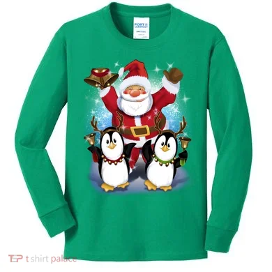 Penguin Dance With Santa Kids Long Sleeve Shirt